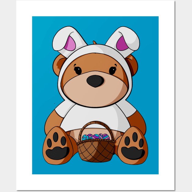 Easter Bunny Costume Teddy Bear Wall Art by Alisha Ober Designs